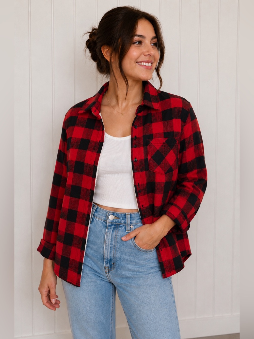 Sweet Love Red and Black Flannel Plaid Shirt